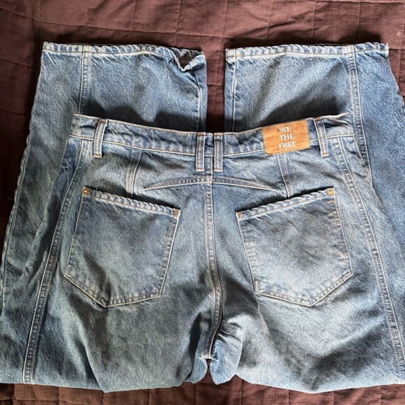 Free People We The Free Good Luck Mid-Rise Barrel Jeans Ultra Light Beam Size 29 - Picture 9 of 10